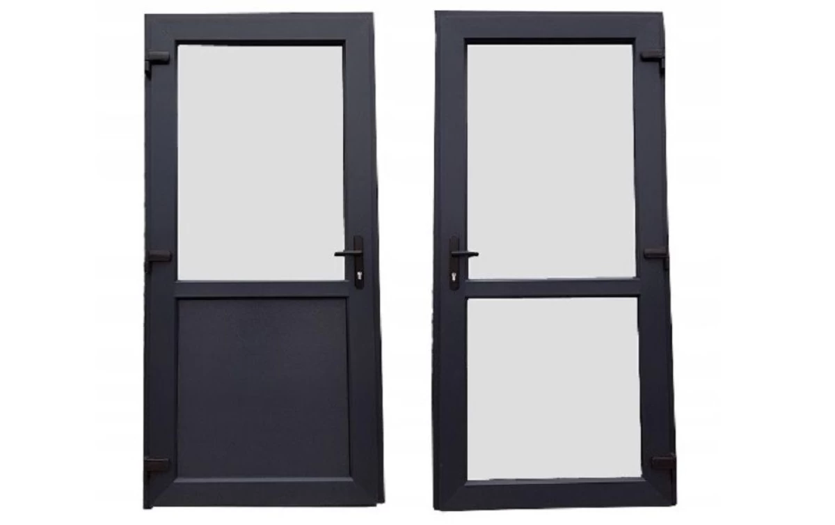 Drzwi zewnętrzne 90x200 PCV antracyt jak ALUMINIOWE sklepowe tarasowe