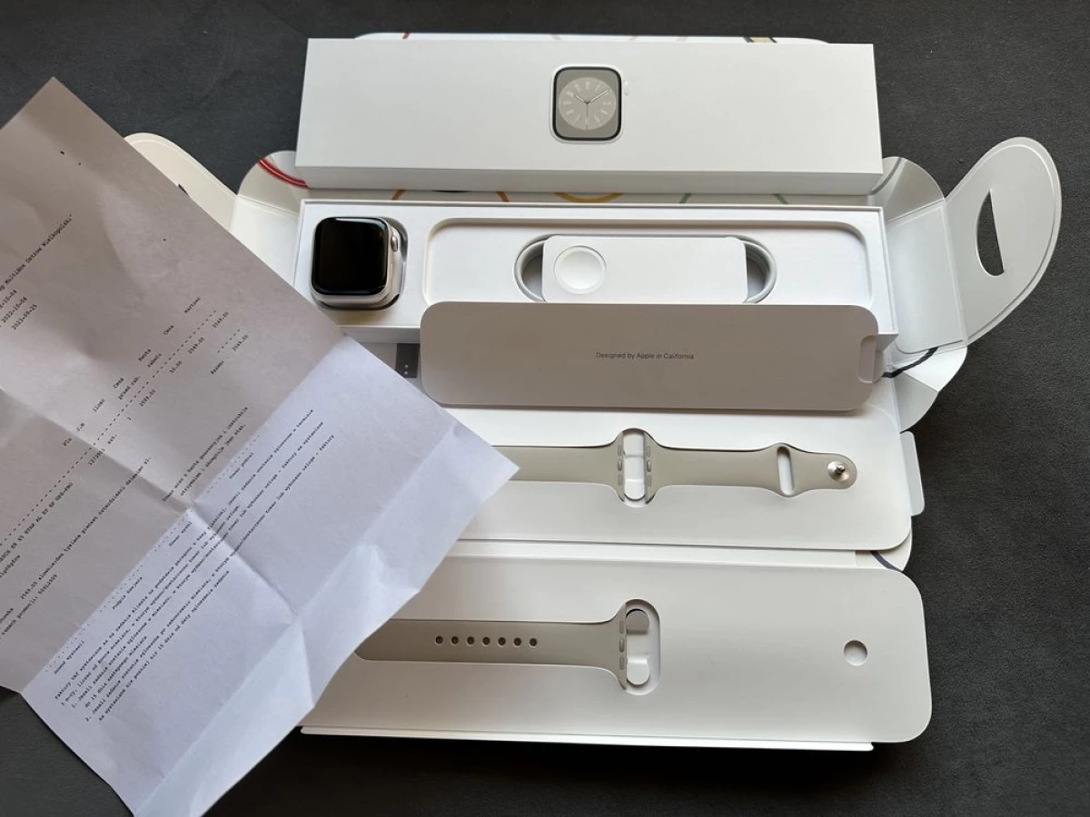 Apple Watch 8 GPS 45mm Starlight Gwarancja Idealny