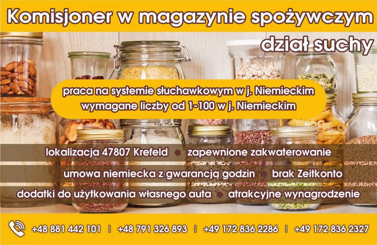 Komisjoner w magazynie spożywczym Netto w Krefeld (Niemcy)