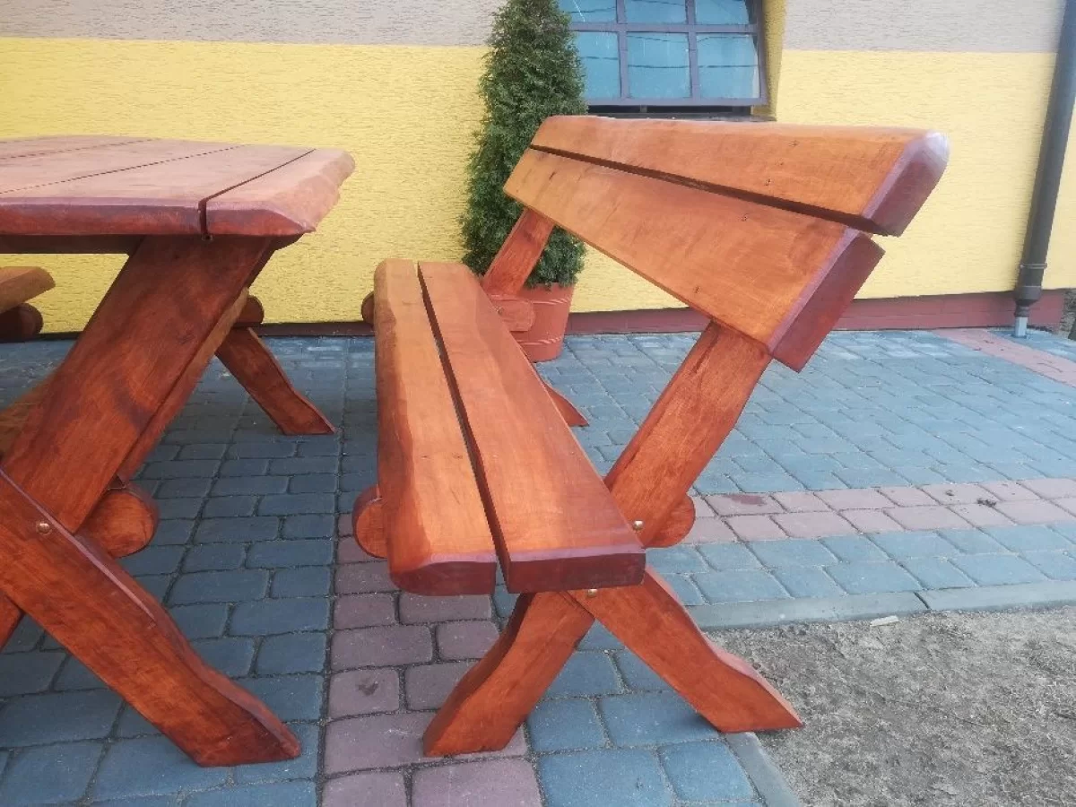 Meble ogrodowe olcha (2x ławka stół krzesła)