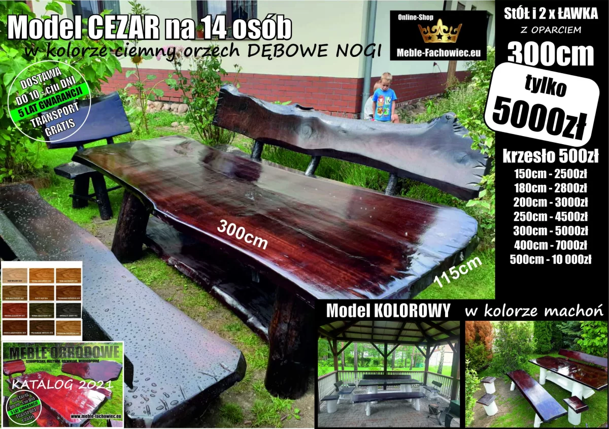 meble ogrodowe drewniane, masywne, biesiadne, rustikalne, góralskie