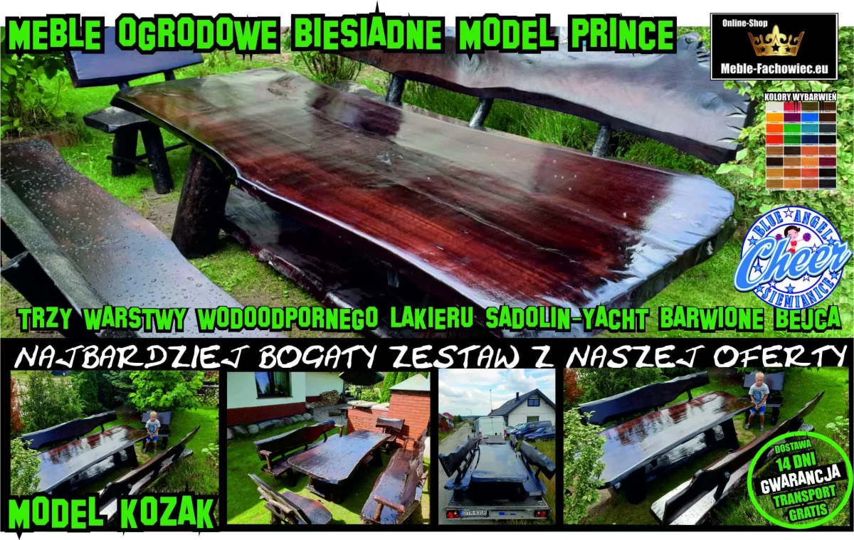 meble ogrodowe drewniane, masywne, biesiadne, rustikalne, góralskie