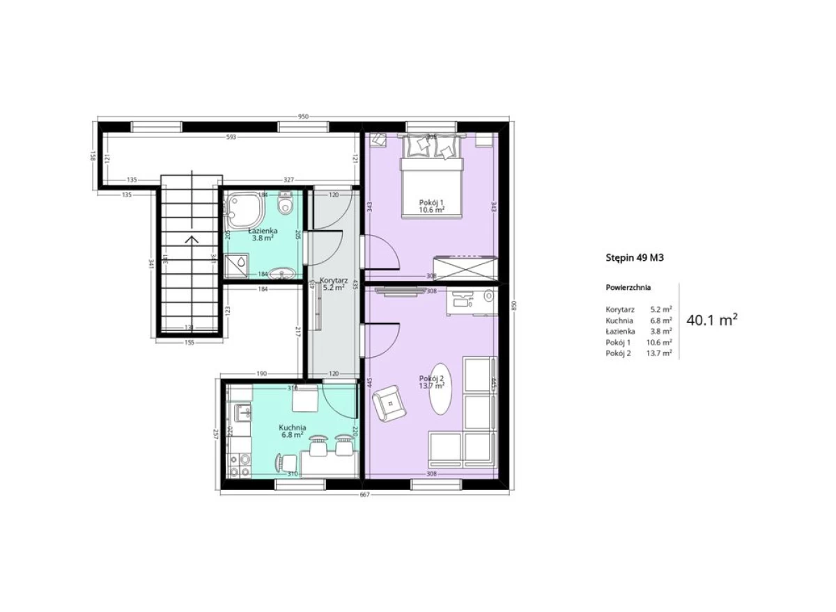 Wynajem mieszkania bezczynszowe dwu pokojowego ok 40 m2 Stępin