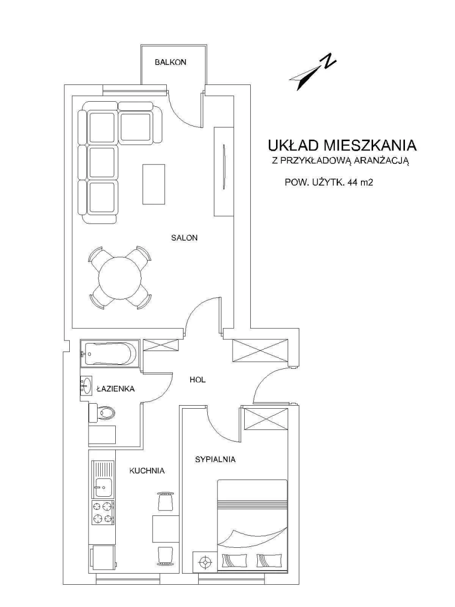 Sprzedam mieszkanie 44 m2 (2 pokoje) Piastowska, Radomsko