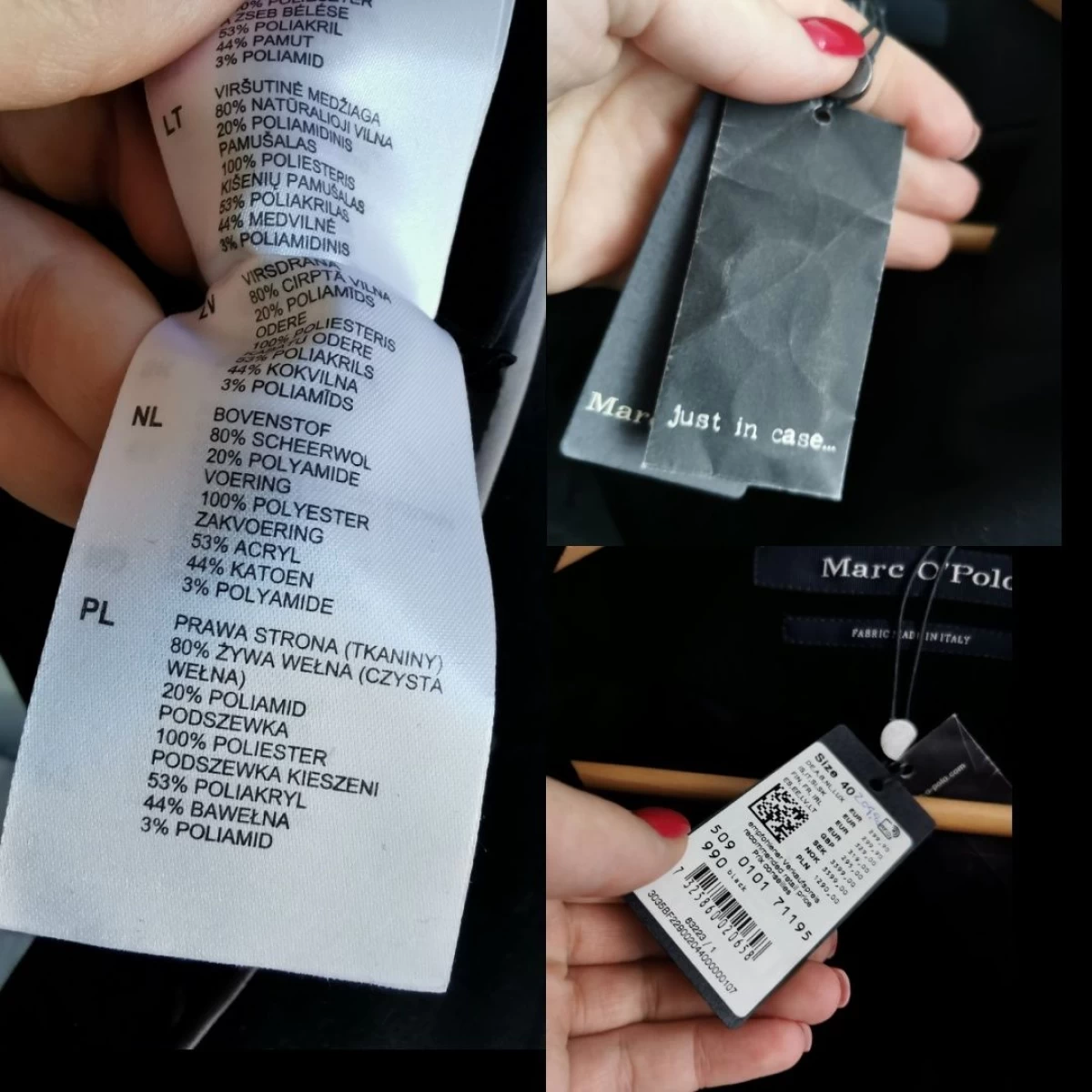 Marc O'Polo płaszcz wełniany damski czarny L/XL