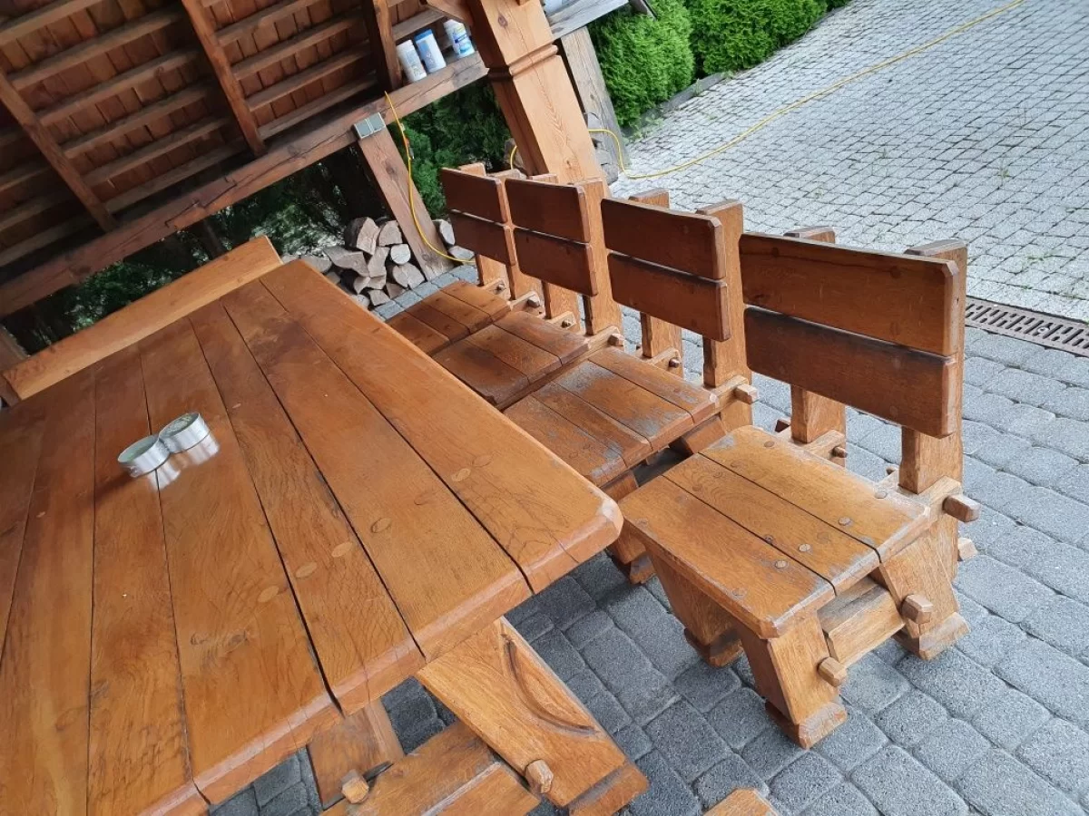 Dębowy stół - komplet Meble Ogrodowe