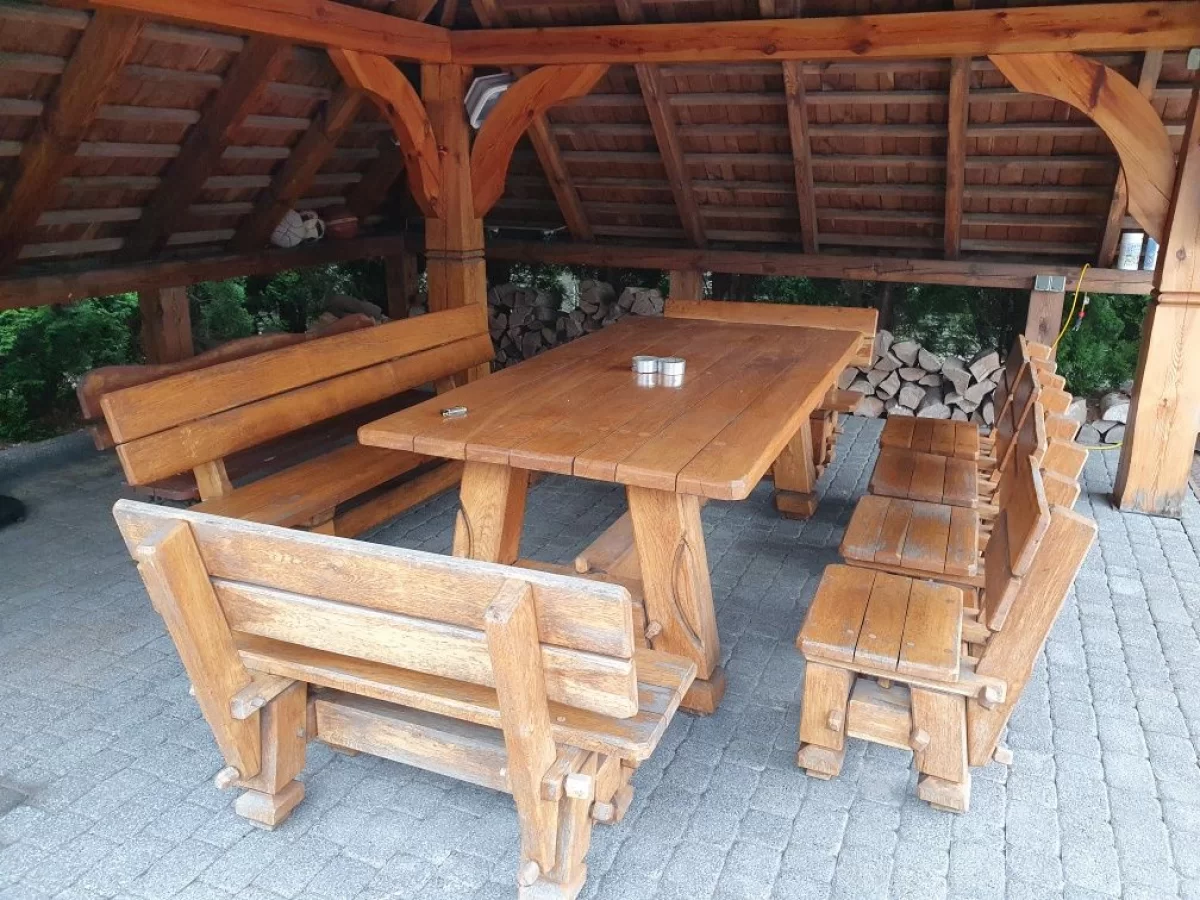 Dębowy stół - komplet Meble Ogrodowe