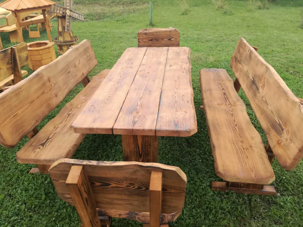 Meble ogrodowe drewniane, stół ława, nowoczesne i ponadczasowe