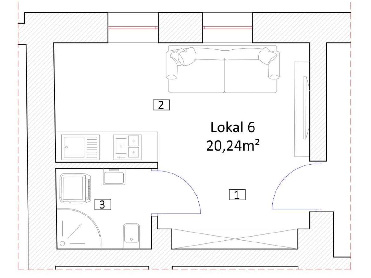 WYnajmę Kawalerka na Korzeniowskiego 20,24 m2 Łódź