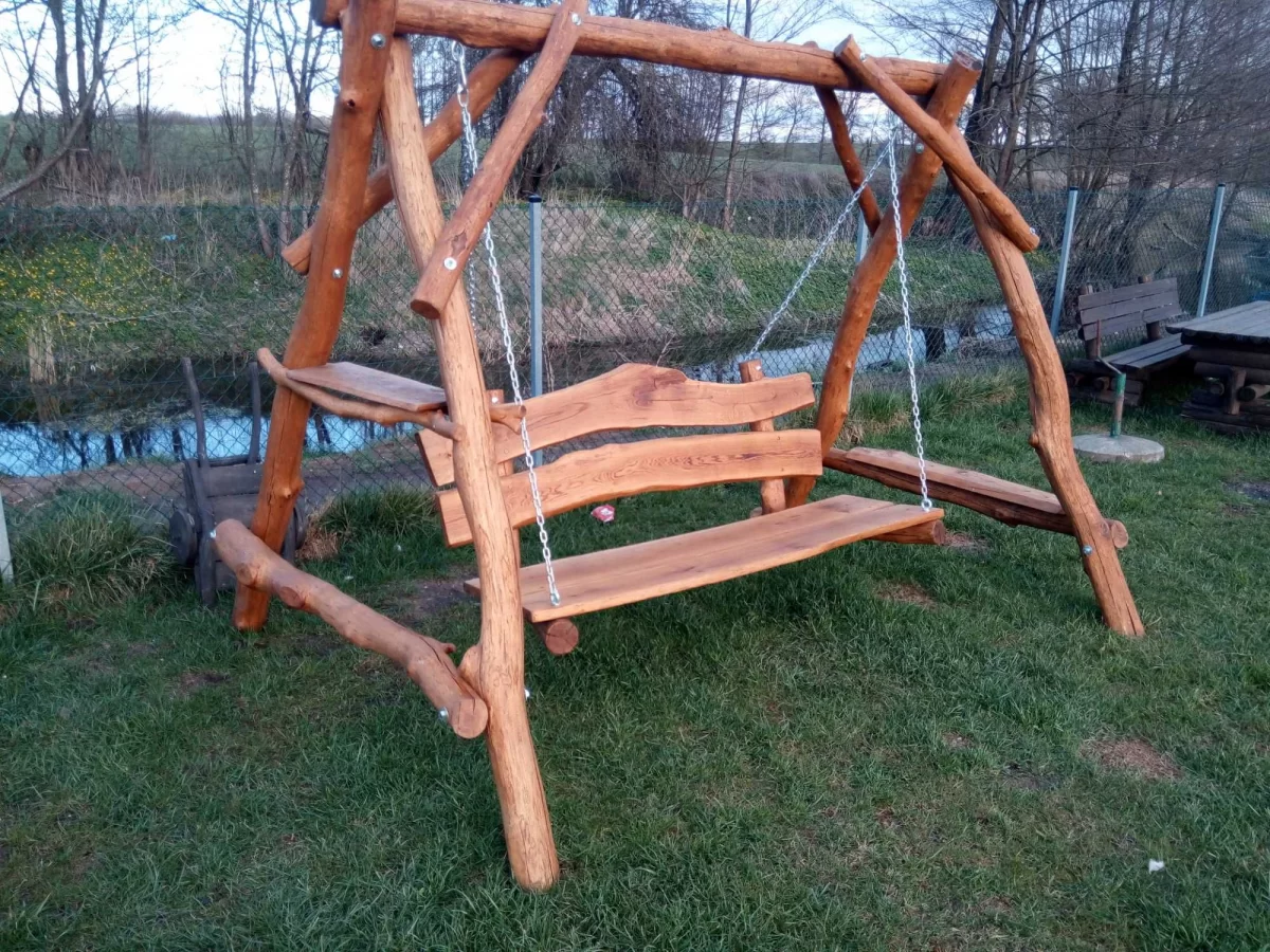 Huśtawka ogrodowa drewniana dębowa Bujak mocna