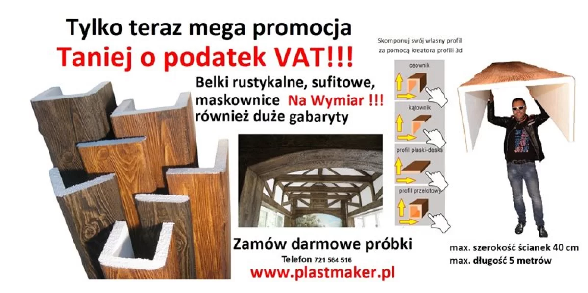 Belki rustykalne na wymiar, imitacja drewna na sufity prosto od producenta