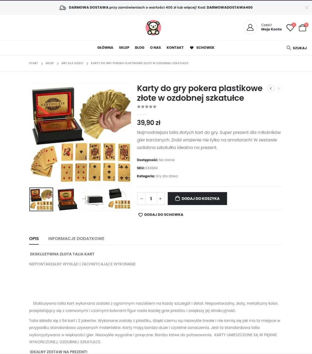 Gotowy sklep dropshippingowy, podłączona hurtownia