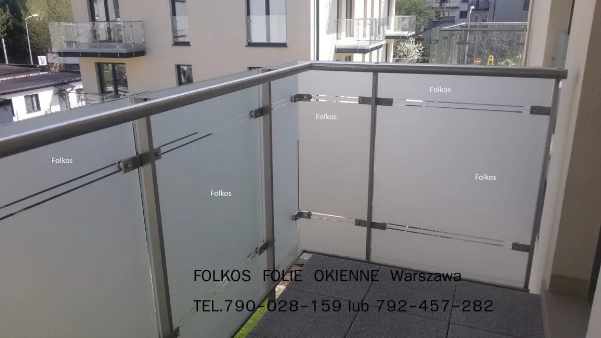 Folia matowa na szklany balkon Wilanów- Sarmacka, Osi, Teodorowicza, Al Rzeczypospolitej , Klimczaka -oklejanie balkonów Warszawa Mat Mrozony
