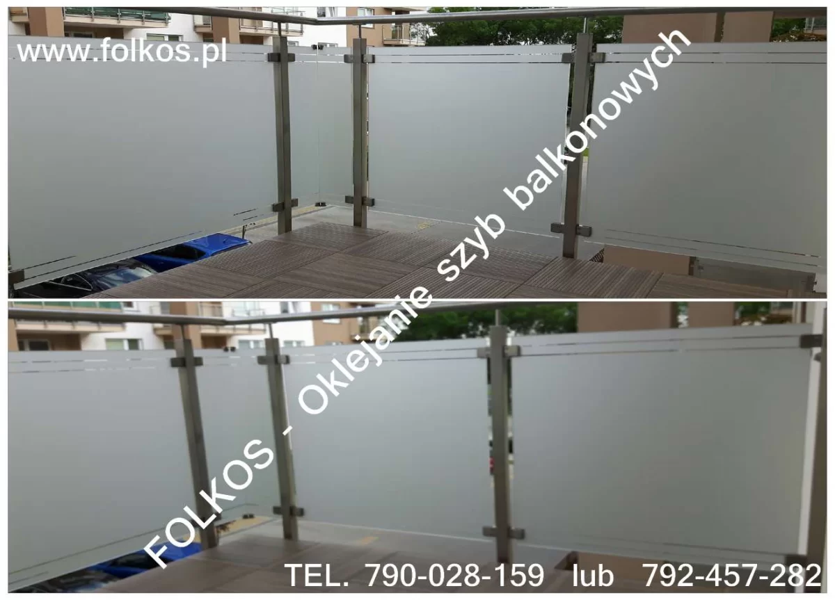 Folia matowa na szklany balkon Wilanów- Sarmacka, Osi, Teodorowicza, Al Rzeczypospolitej , Klimczaka -oklejanie balkonów Warszawa Mat Mrozony
