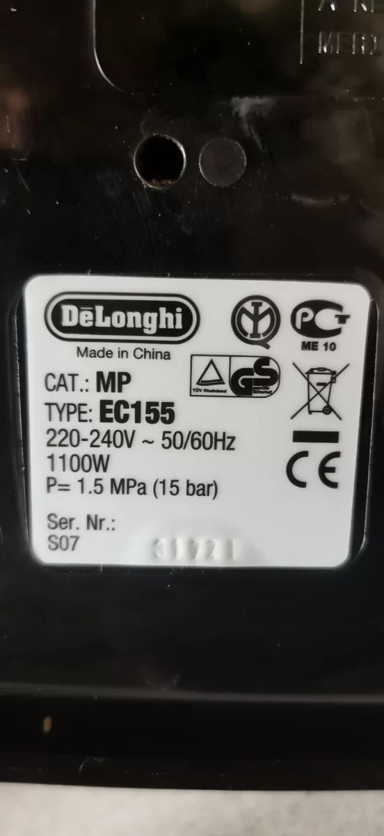 Ekspres ciśnieniowy kolbowy Delonghi 15bar