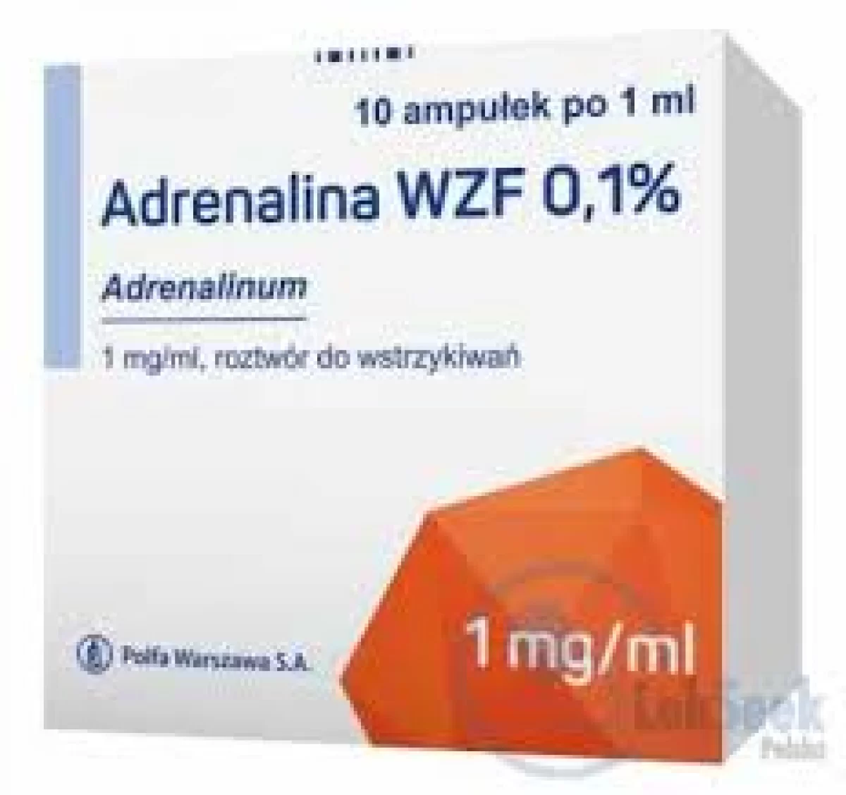 Adrenalina WZF 0,01% roztwór do wszyknięć 10 ampułek a 1 ml