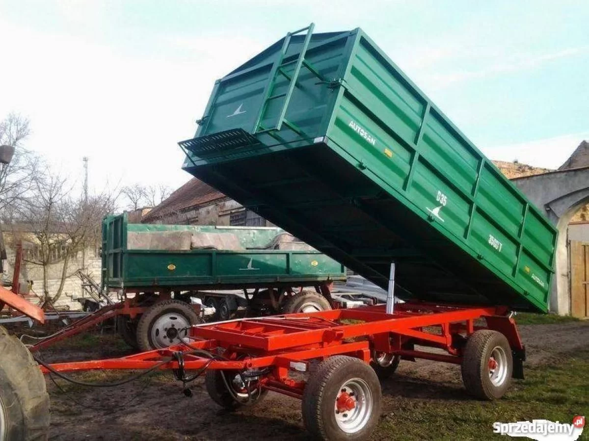 Przyczepa wywrotka D-35: papierami + plandeka i espandor
