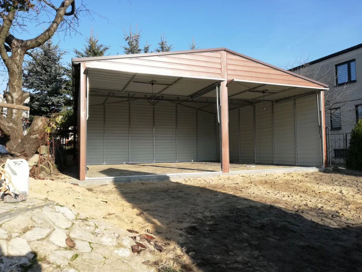 Dwuspadowy Garaż Blaszany 6x6 blaszak z bramami uchylnymi, okucia, drzwi + montaż cała Polska