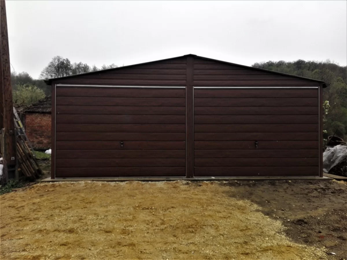 Dwuspadowy Garaż Blaszany 6x6 blaszak z bramami uchylnymi, okucia, drzwi + montaż cała Polska