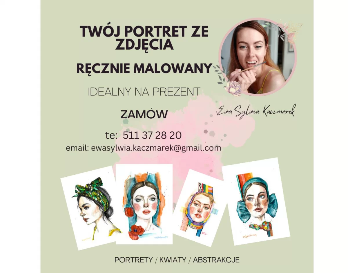 Portrety na zamówienie, obrazy ręcznie malowane. Obrazy do wnętrz