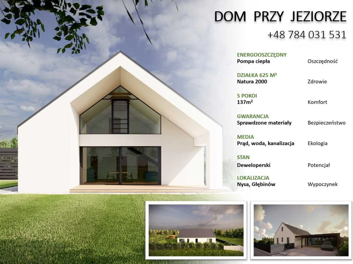 DOM PRZY JEZIORZE – Pompa ciepła 137m2 Nysa