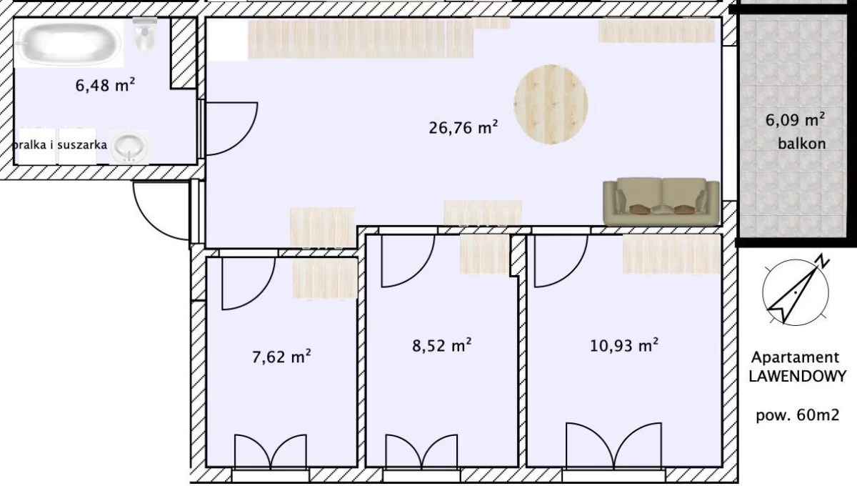 Wynajmę mieszkanie 4 pokoje, czynsz 0 zł balkon Skórzewo