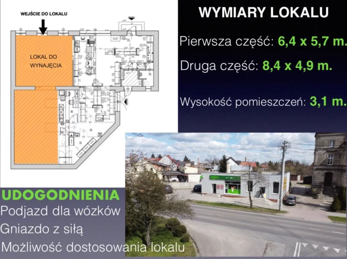 Lokal na wynajem Śmigiel przy głównej ulicy w kierunku centrum