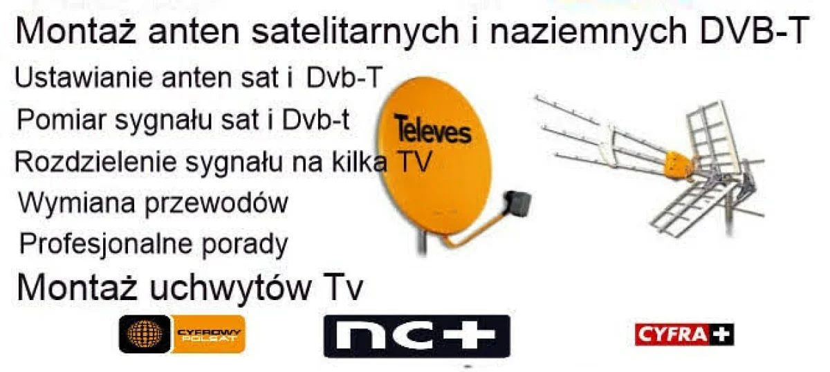 Montaż serwis anten satelitarnych i naziemnych DVB-T