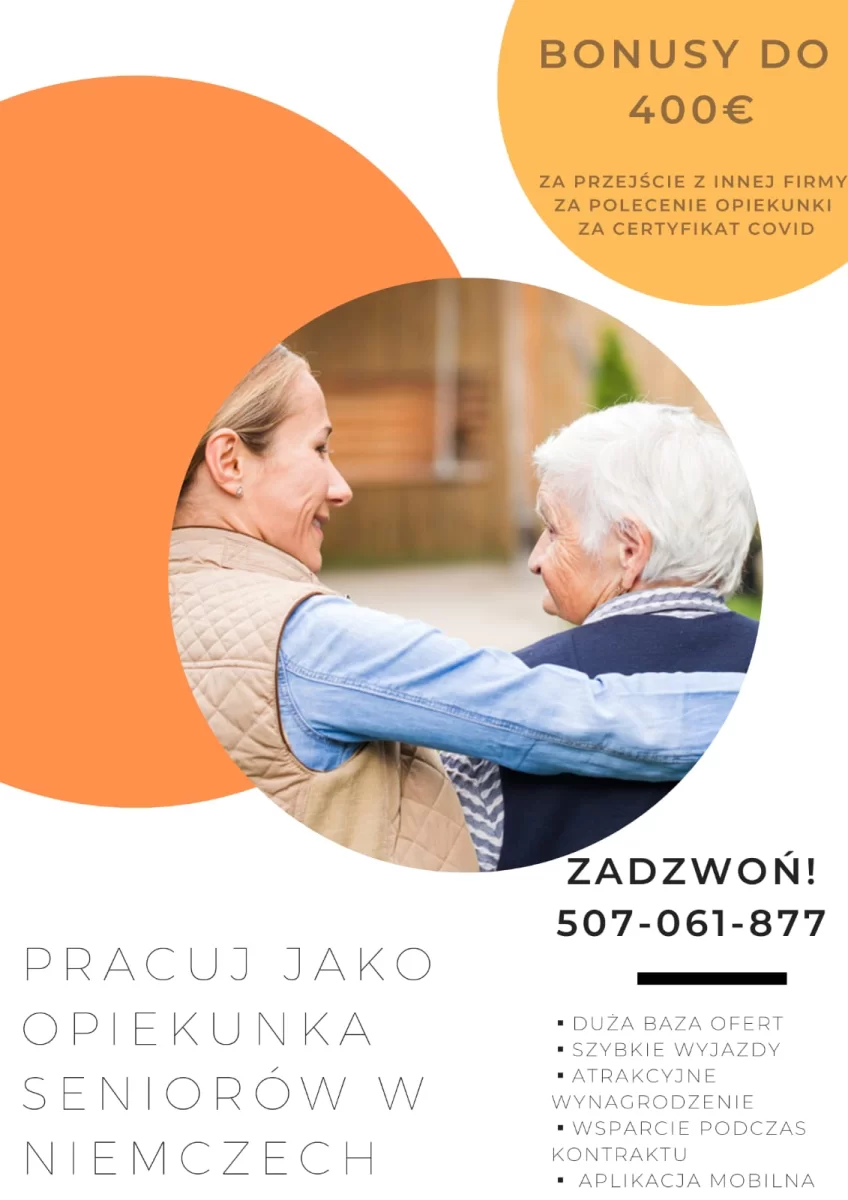 Pracuj jako Opiekunka Seniorów w Niemczech !
