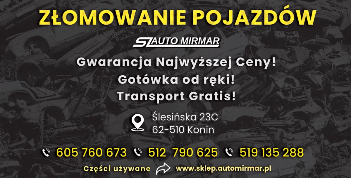 Złomowanie pojazdów Konin Auto MIRMAR