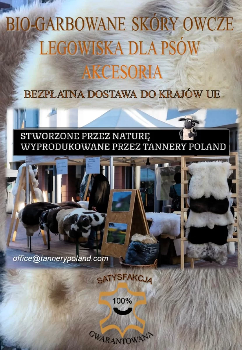 Bio garbowane skóry owcze i jagnięce. Organiczne