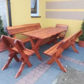 Meble ogrodowe olcha  (2x ławka stół krzesła)