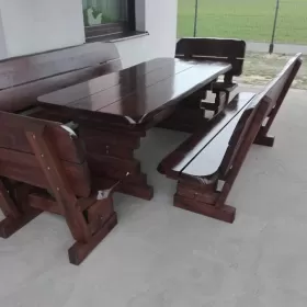Meble Ogrodowe drewniane, zestaw mebli, stół ławki