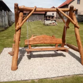 Huśtawka ogrodowa drewniana dębowa Bujak mocna