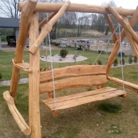 Huśtawka ogrodowa drewniana dębowa Bujak mocna