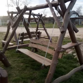 Huśtawka ogrodowa drewniana dębowa Bujak mocna