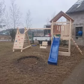 Meble ogrodowe Chojnice plac zabaw, huśtawka, stół ławki.