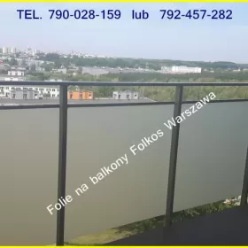 Folkos folie matowe zewnętrzne na szklane balustrady balkonowe- Oklejanie balkonów Warszawa Folkos folie okienne
