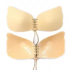 BIUSTONOSZ samonośny przyklejany B C D beżowy wiązany PUSH UP