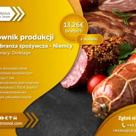  PRACOWNIK PRODUKCJI (K/M) - BRANŻA SPOŻYWCZA - NIEMCY