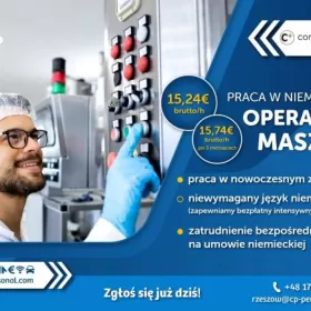 OPERATOR MASZYN (K/M) - NIEMCY - NAWET 15,74 € BRUTTO/H - NIEMCY