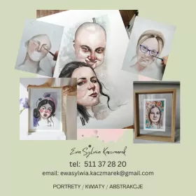 Portrety na zamówienie, obrazy ręcznie malowane. Obrazy do wnętrz