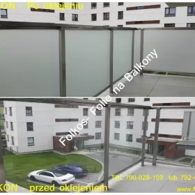 Folie na szklane balkony Tarchomin -oklejamy balkony folią -Co na szklany balkon ?-Folkos folie matowe na balkony 